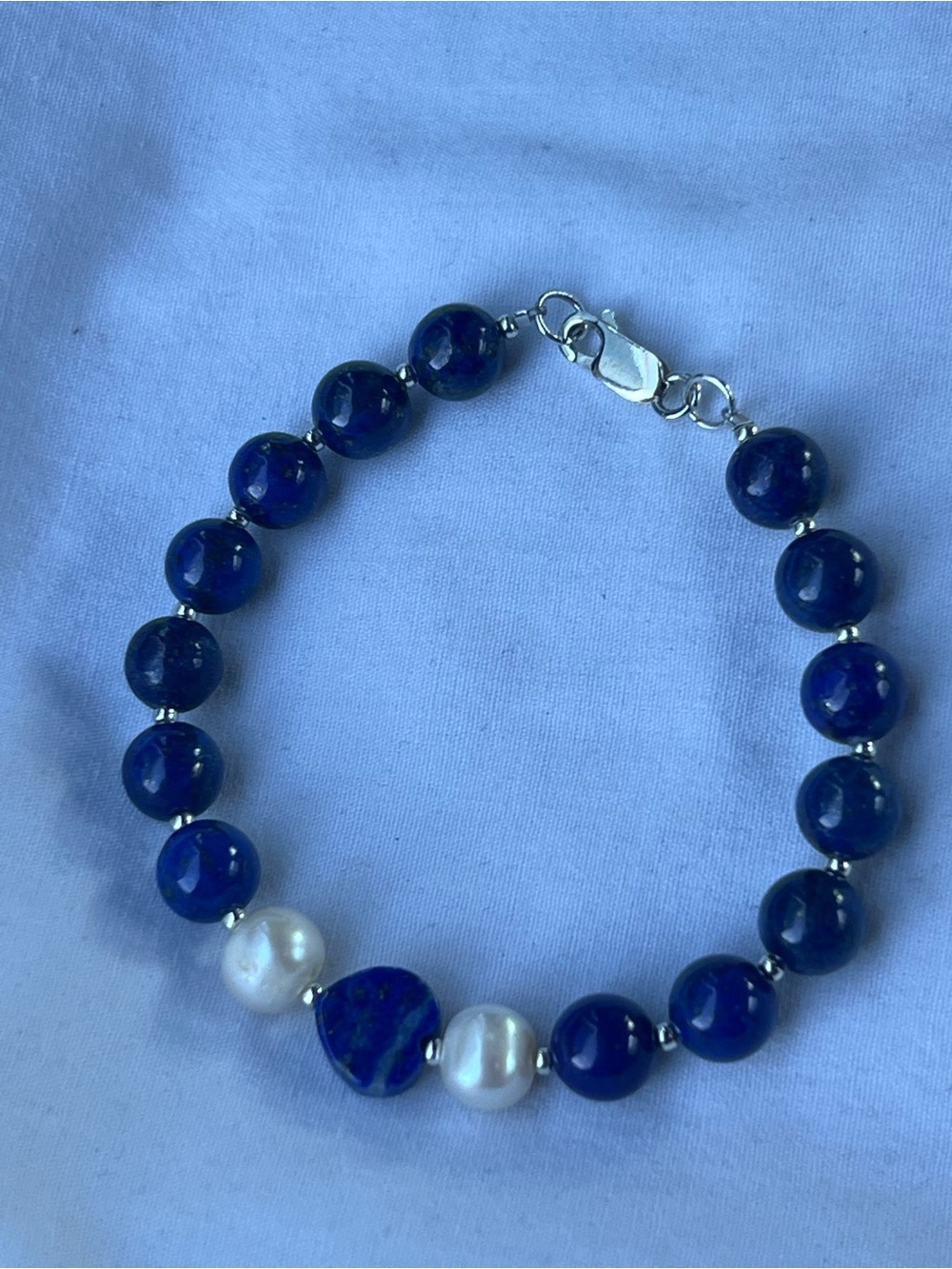 Blue lapis sterling silver bracelet